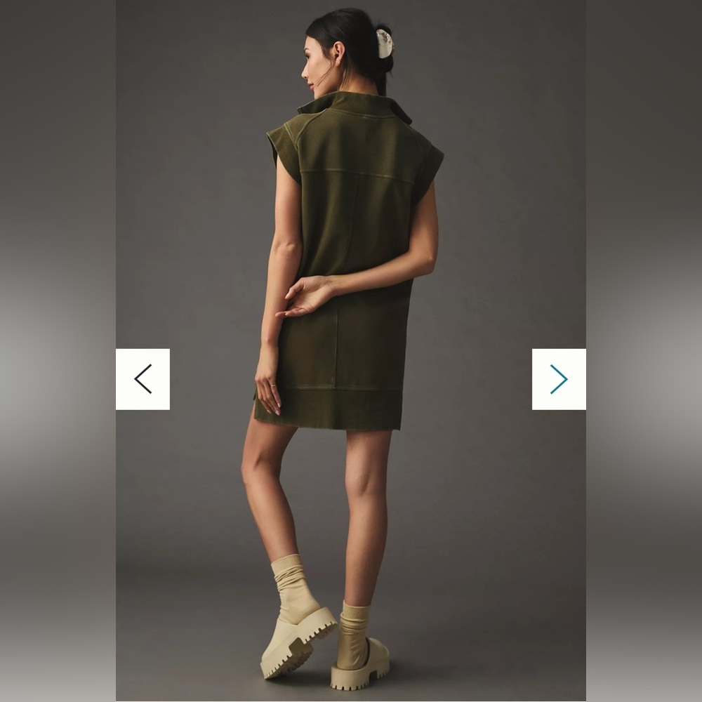 Daily Practice by Anthropologie Meru Mini Dress w/ Pockets Olive Green Medium? - Picture 2 of 8